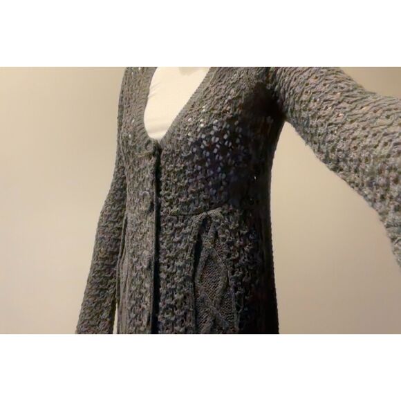 Women's Sweater Cardigan Dress BCBG Maxazria Size Medium Grey Fall EUC Y2K 2000s - Picture 9 of 9